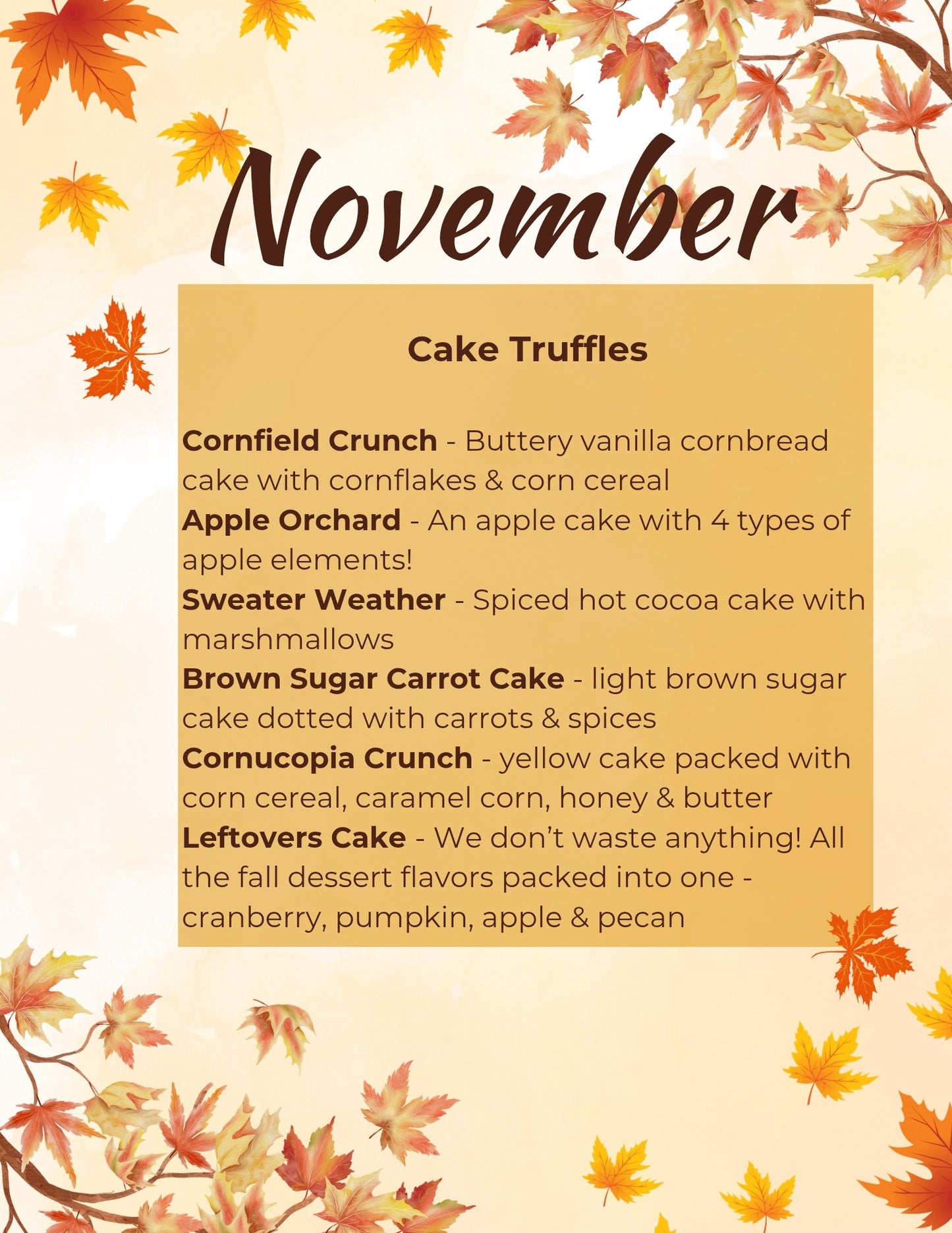 Cake Pops - November 2025 Collection